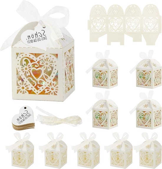 HSEAMALL 30 STKS Bruiloft Gunst Snoepdozen, Kussen
