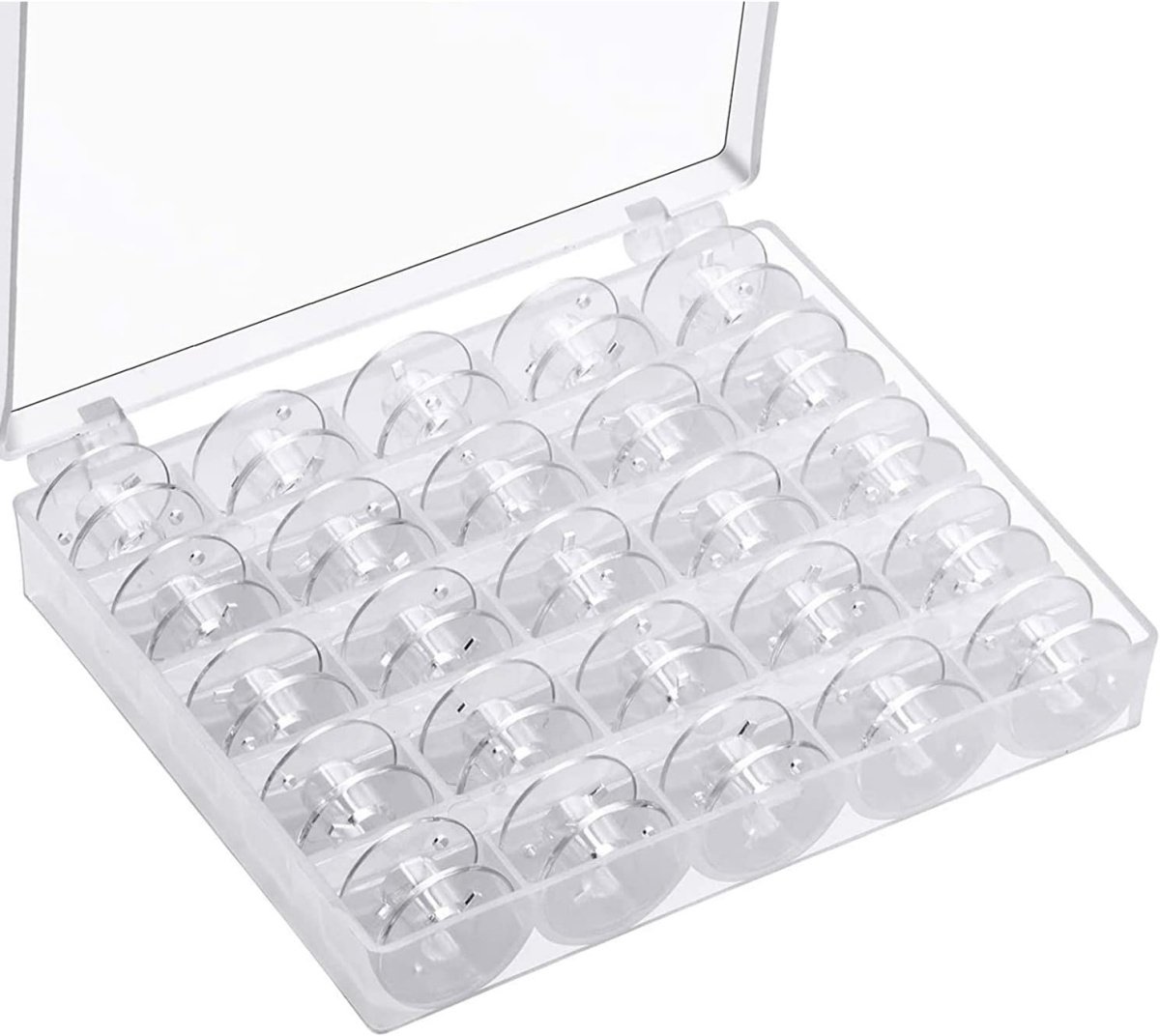 TOVBMUP Spoeltjes voor naaimachines - Naaimachine-accessoires - Plastic spoeltjes - Voor gewone/spoelnaaimachines - 25 stuks - Doorzichtig