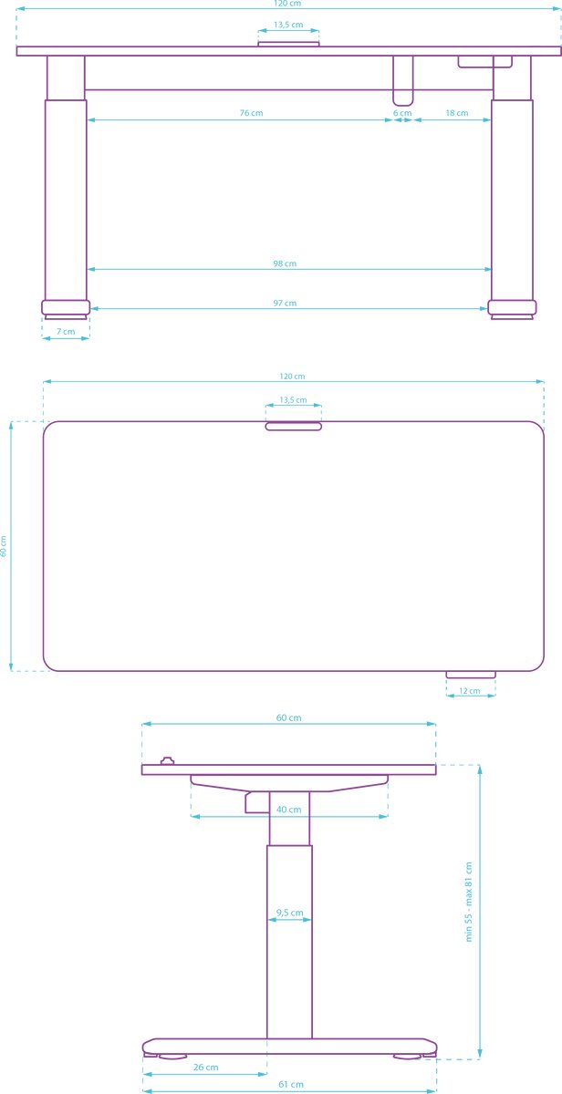 Elektrisch verstelbaar bureau voor kinderen en jongeren 120x60 cm – hoogte 55–81 cm, Ultradesk PULSAR, in hoogte verstelbaar kinderbureau, groeit mee met kind, ergonomisch studiebureau, wit thumbnail 2