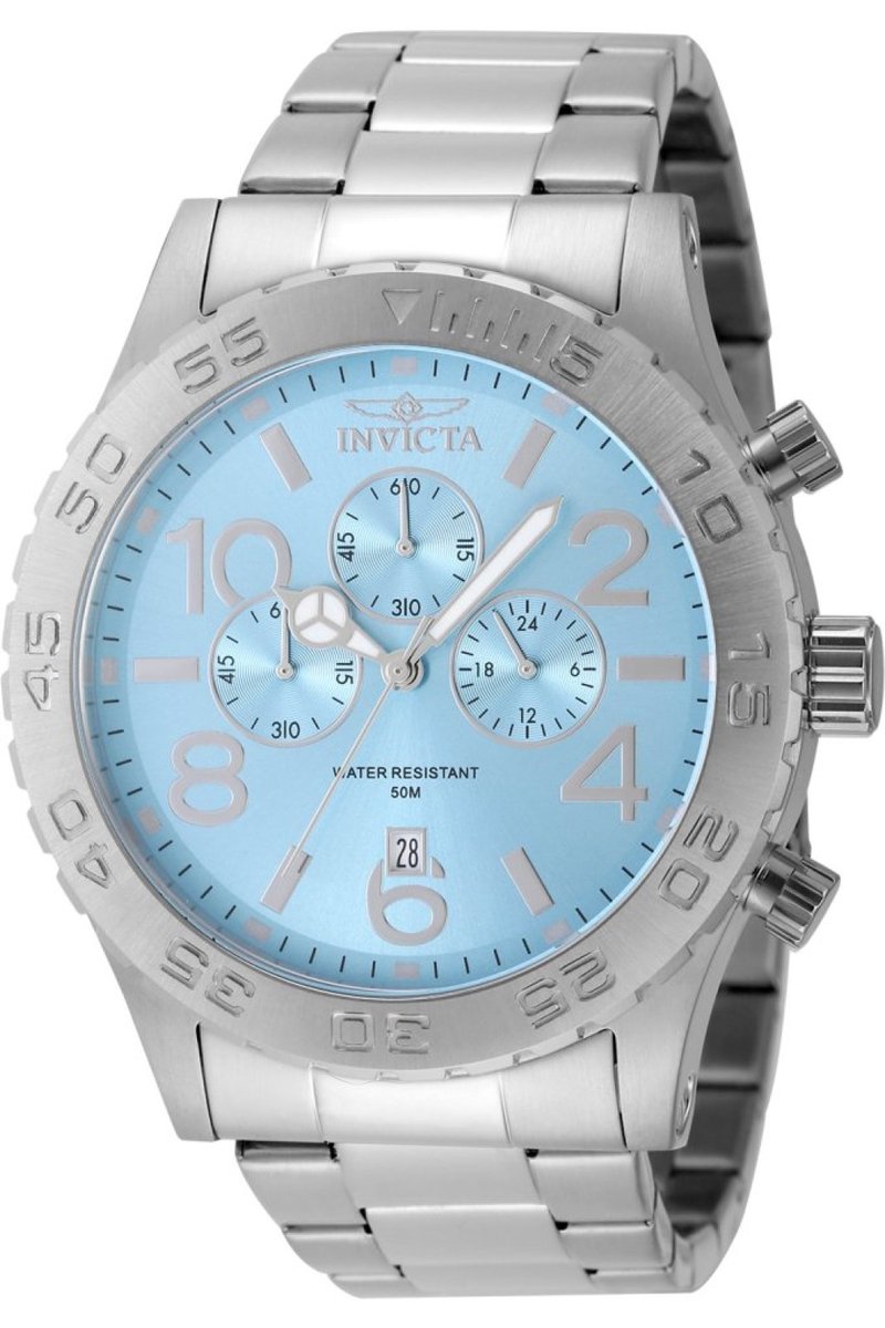 Invicta Specialty 49097 Heren Horloge - Waterdicht - Analoog - Quartz Uurwerk - Roestvrij Staal met blauwe Wijzerplaat - 50mm