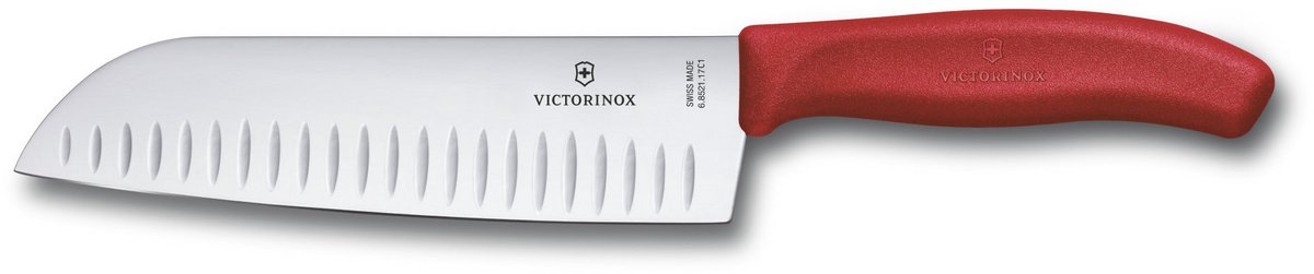 Victorinox Swiss Classic santokumes - 17cm - kuiltjes - fibrox - rood