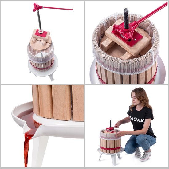 KADAX Fruitpers, wijnpers, 12 liter, handmatige sappers met handslinger, fruitmolen, fruitpers, sappers voor druiven, maischepers, druivenmolen — afbeelding 4