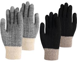 Allecto plus - Winterhandschoenen 2 paar Touchscreen - Warm en winddicht - Unisex mannen vrouwen jeugd - Geschikt voor winteruitjes