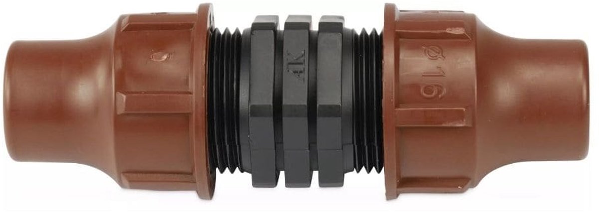 16mm Slangkoppeling, PE Buiskoppeling, Druppelslang Koppeling