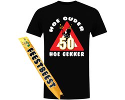 Hoe ouder, Hoe gekker 50 Jaar T-shirt en Sjerp - Heren - Verjaardag - Shirt - Jarig