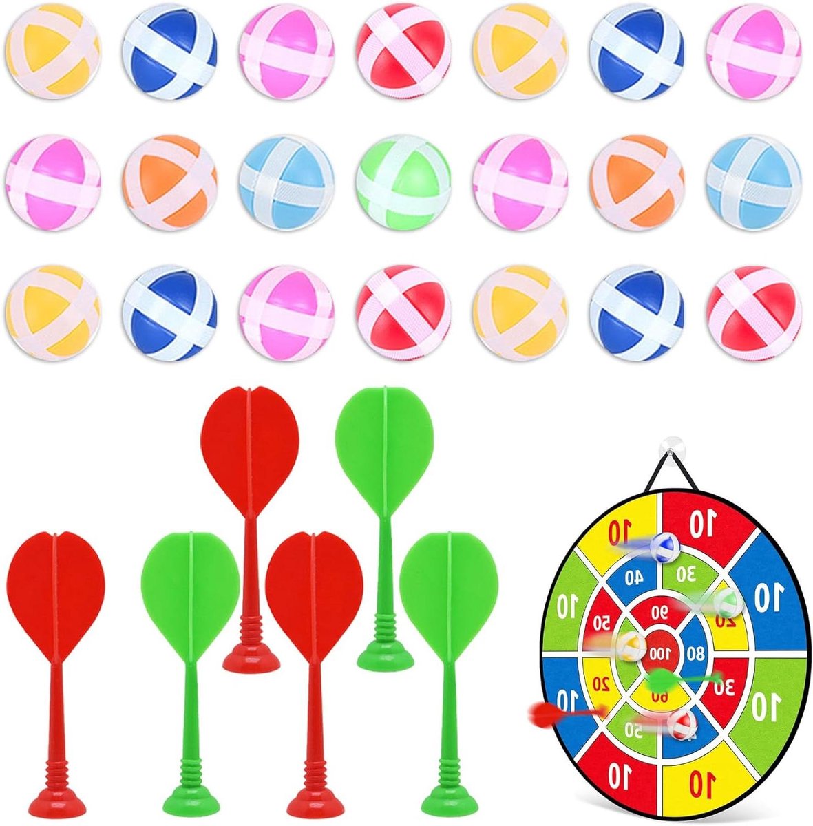 Allecto plus - Klittenbandballen Set van 21 Stuks - 3.2cm Vervangballen - Geschikt voor Kinderdarts en Gooi Spellen - Magic Stickers - Binnen en Buiten Gebruik - Ideaal voor Spelletjes met Darts