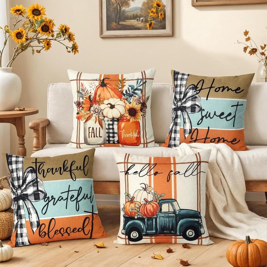 Kussensloop 45 X 45 Cm, Set Van 4 Decoratieve Kussens Linnen Kussenslopen Geometrisch Patroon Kussenhoezen Voor Bank Slaapkamer Buiten Kussen 45 X 45 Cm Lichtgrijs