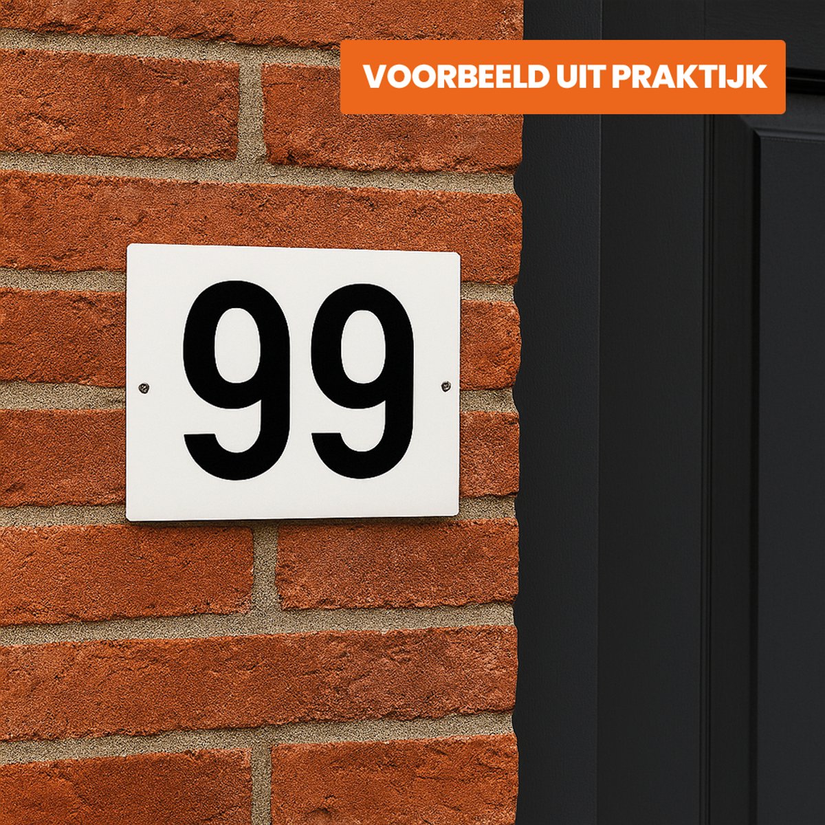 Huisnummerbord Wit - Nummer 53 - 15 x 12 cm - incl. bevestiging | - naambord - nummerbord - voordeur