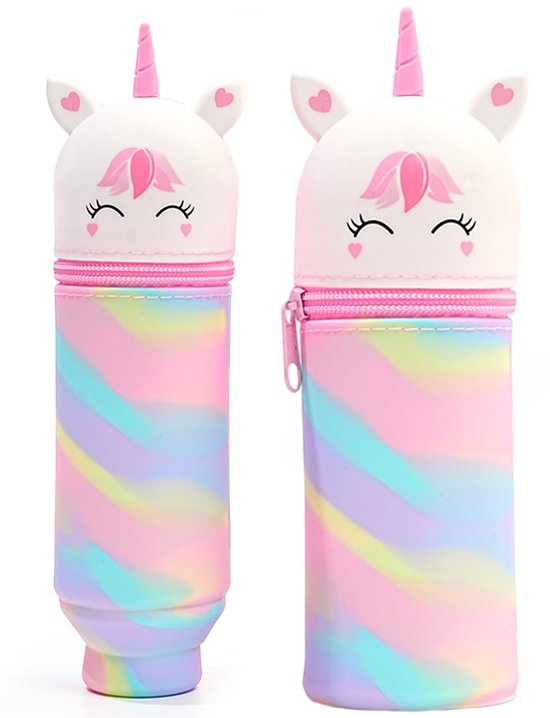 Legami - 2-in-1 zachte siliconen pennenetui - Kawaii, pennenetui in teddybeervorm, pennenhouder voor op tafel, met ritssluiting, van siliconen, etui voor kleurpotloden, viltstiften, H 18,5 cm