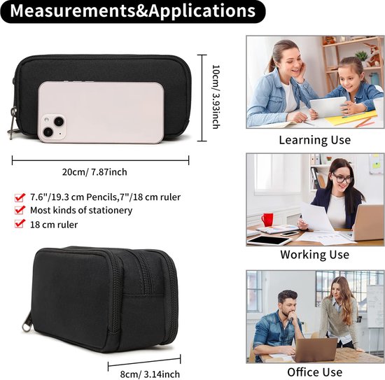 Grote Etui, Canvas Etui met Grote Capaciteit en Vakken met Ritssluiting Etui Briefpapier Etui Penetui voor Schoolkantoor