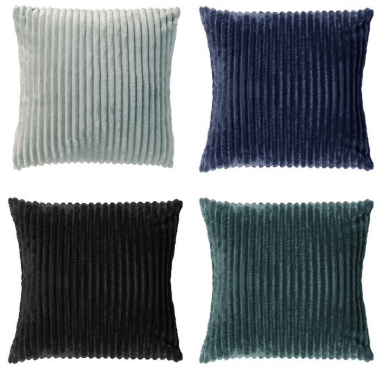 MART - Ensemble de coussins 4 pièces - coussins intérieurs inclus - 45x45 cm - vert, bleu, noir