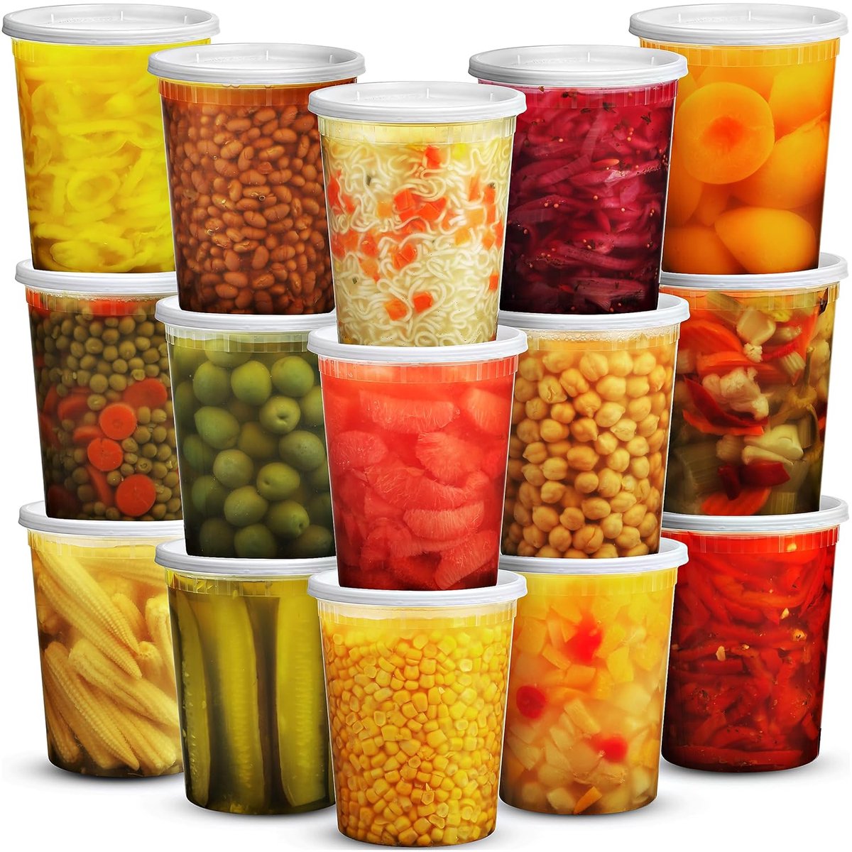 Ronde Voedselopslagcontainers - 32 Oz - Set van 36 - BPA-vrij - Geschikt voor Magnetron en Vriezer