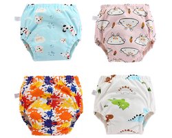Wasbare trainingsbroekjes voor baby's-lekvrije katoenen oefenbroekjes voor zindelijkheidstraining-waterdichte luiers-voor jongens en meisjes-6-36 maanden-4-pack