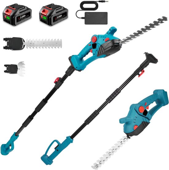 Telescopische Snoeischaar - Mini Kettingzaag - Heggenschaar - Takkenschaar - Takkenzaag - Elektrische Snoeizaag met Accu - Blauw