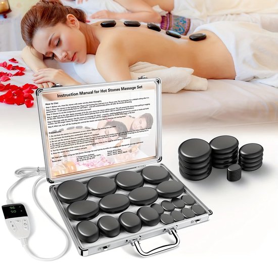 Hot Stone Massage Set met Elektrische verwarming- 20 Stuks - Bol