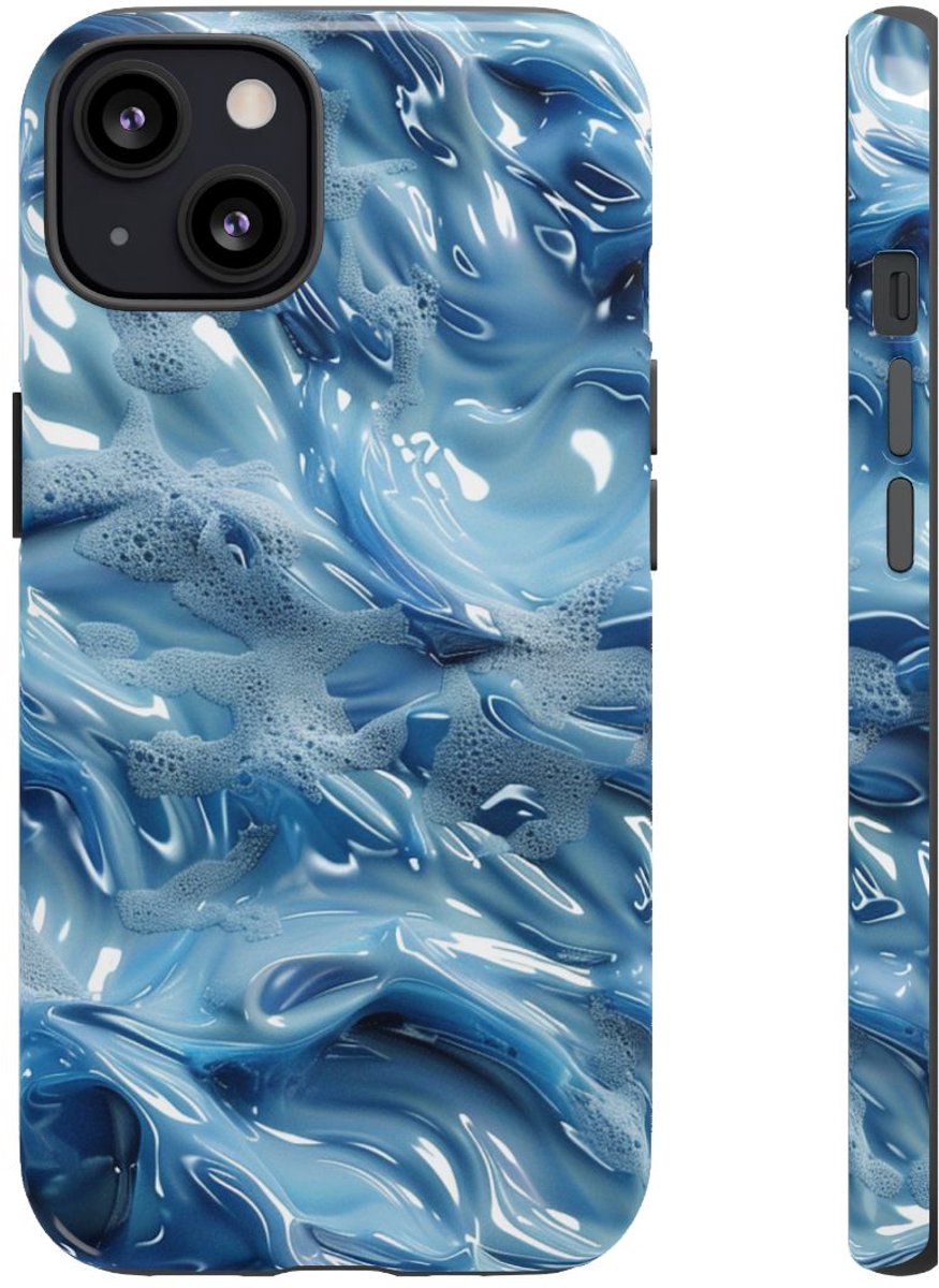 Blauw Abstract Golvend Patroon – Telefoonhoesje Geschikt voor iPhone 13