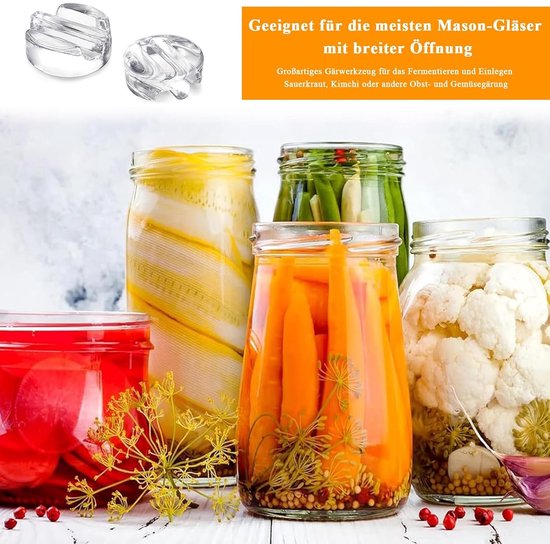Lot de 4 poids de fermentation en verre avec poignée innovante pour bocal Mason à large ouverture - Idéal pour la fabrication de cornichons, choucroute et autres ferrures Lot de 4 poids de fermentation en verre avec poignée innovante pour bocal Mason à large ouverture - Idéal pour la fabrication de cornichons, choucroute et autres ferrures
