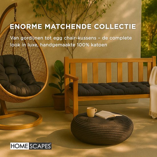 Homescapes Coussin pour banc de jardin 3 places, Noir