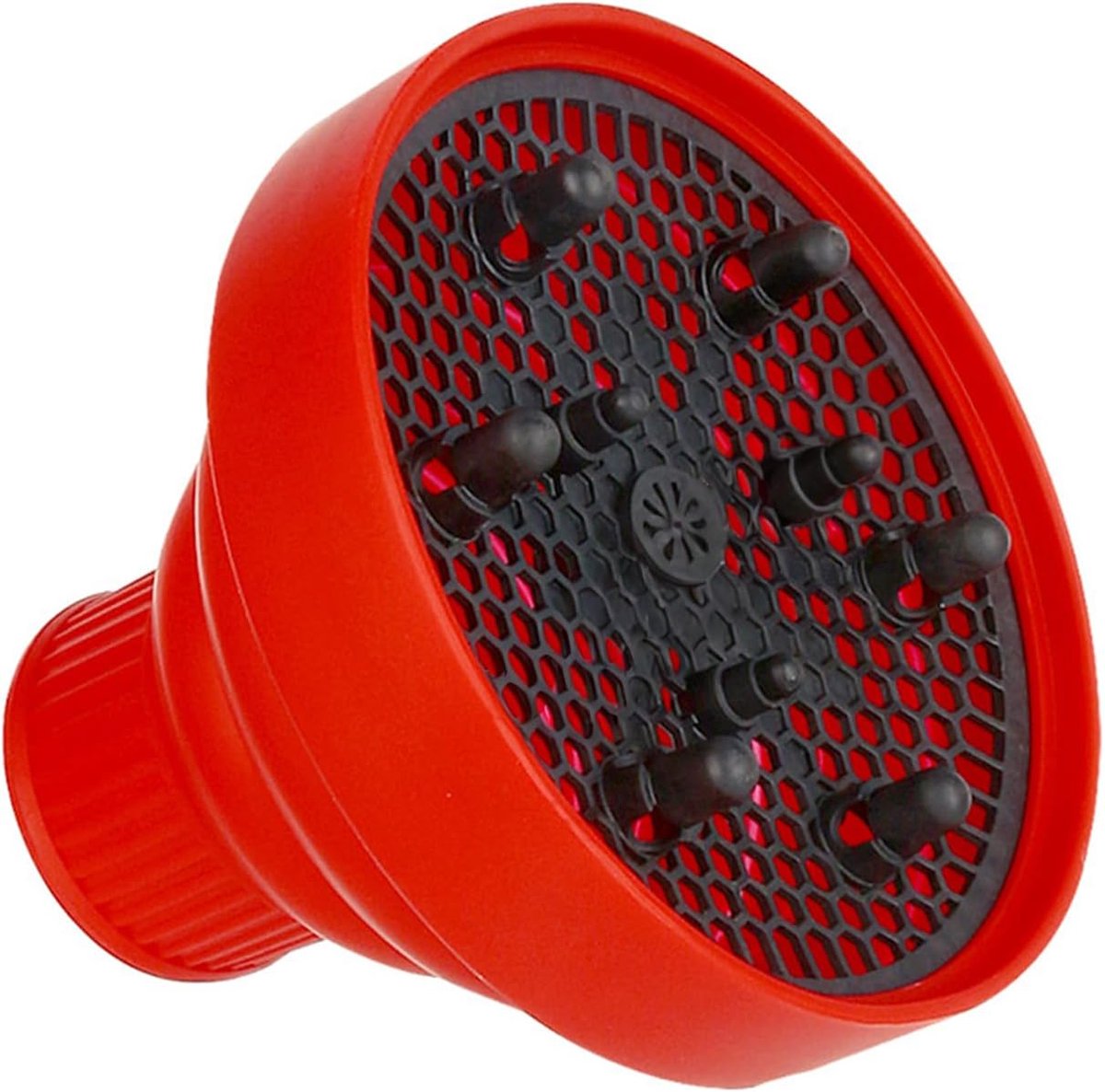 Diffuser Föhn Opzetstuk Universeel – Siliconen Föhn Accessoire voor Krullen – Haar Diffuser voor Föhn – Volume & Pluisvrij Haar – Opzetstuk voor Golvend & Krullend Haar – Rood