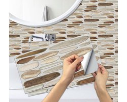6 Stuks 3D Tegelstickers - Natuursteen & Baksteen Look | Waterdicht PVC Zelfklevend Folie (15x30 cm) | Voor Keukenbacksplach & Badkamer | Hoogwaardig Reliëf Effect | Eenvoudig Aanbrengen + Schimmelwerend