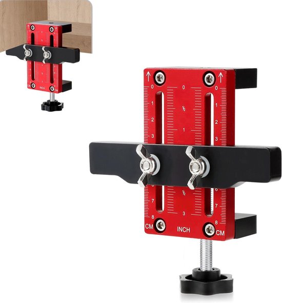 2 in 1 Kastdeur Installatie Positioner, Magnetische Montagemal voor Druksluiting, Aluminium Kast Hardware Mal, Multi-verstelbaar Kastinstallatiehulpmiddel voor de Meeste Kastdeuren