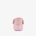 Roze pantoffel, de achterkant met klittenbandsluiting.