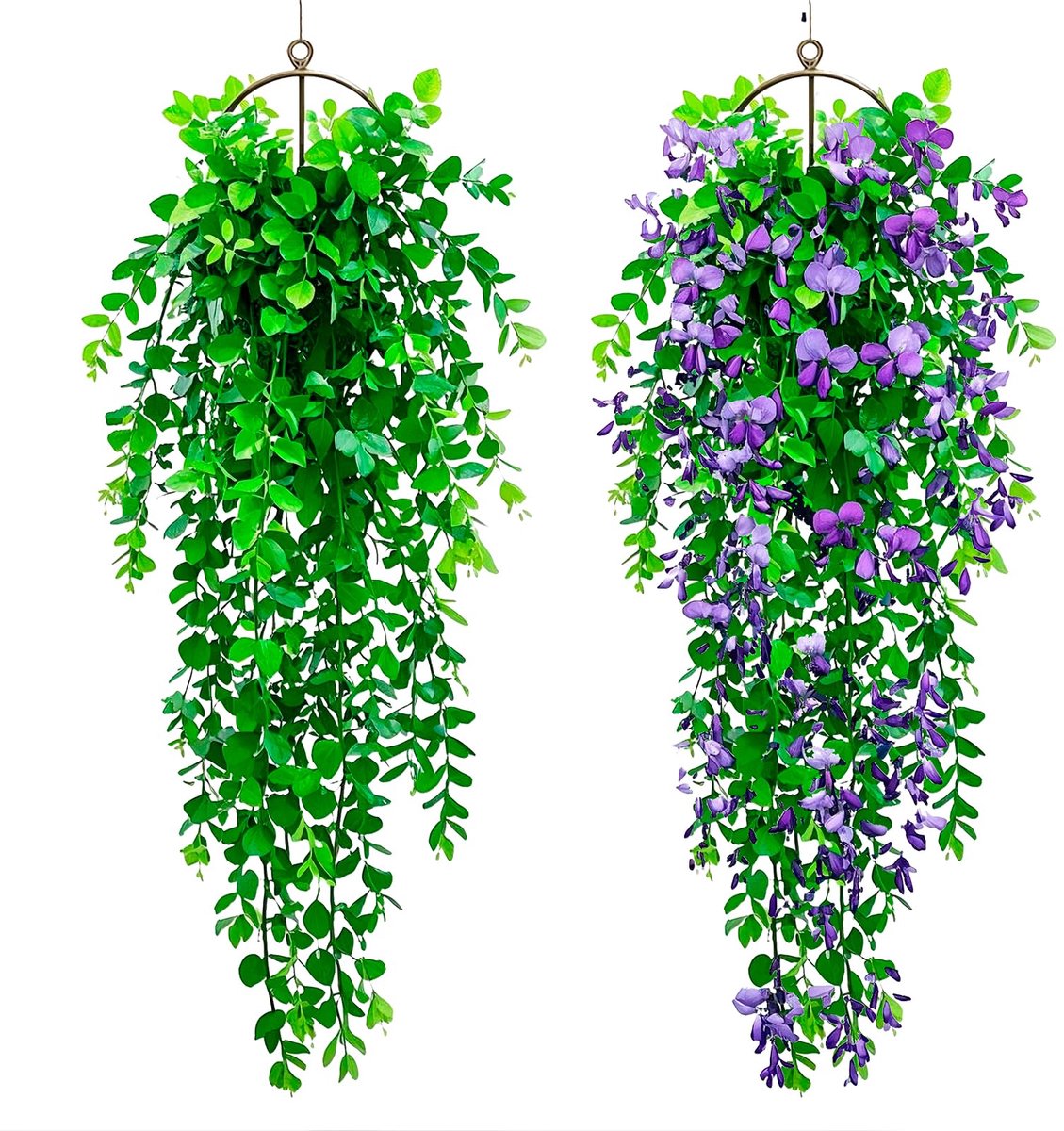 Ibenzoa Kunstmatige Hangplanten in Pot voor Binnen en Buiten - 2 Stuks, 75cm lang, Ideaal voor Balkon en Slaapkamer Decoratie groen