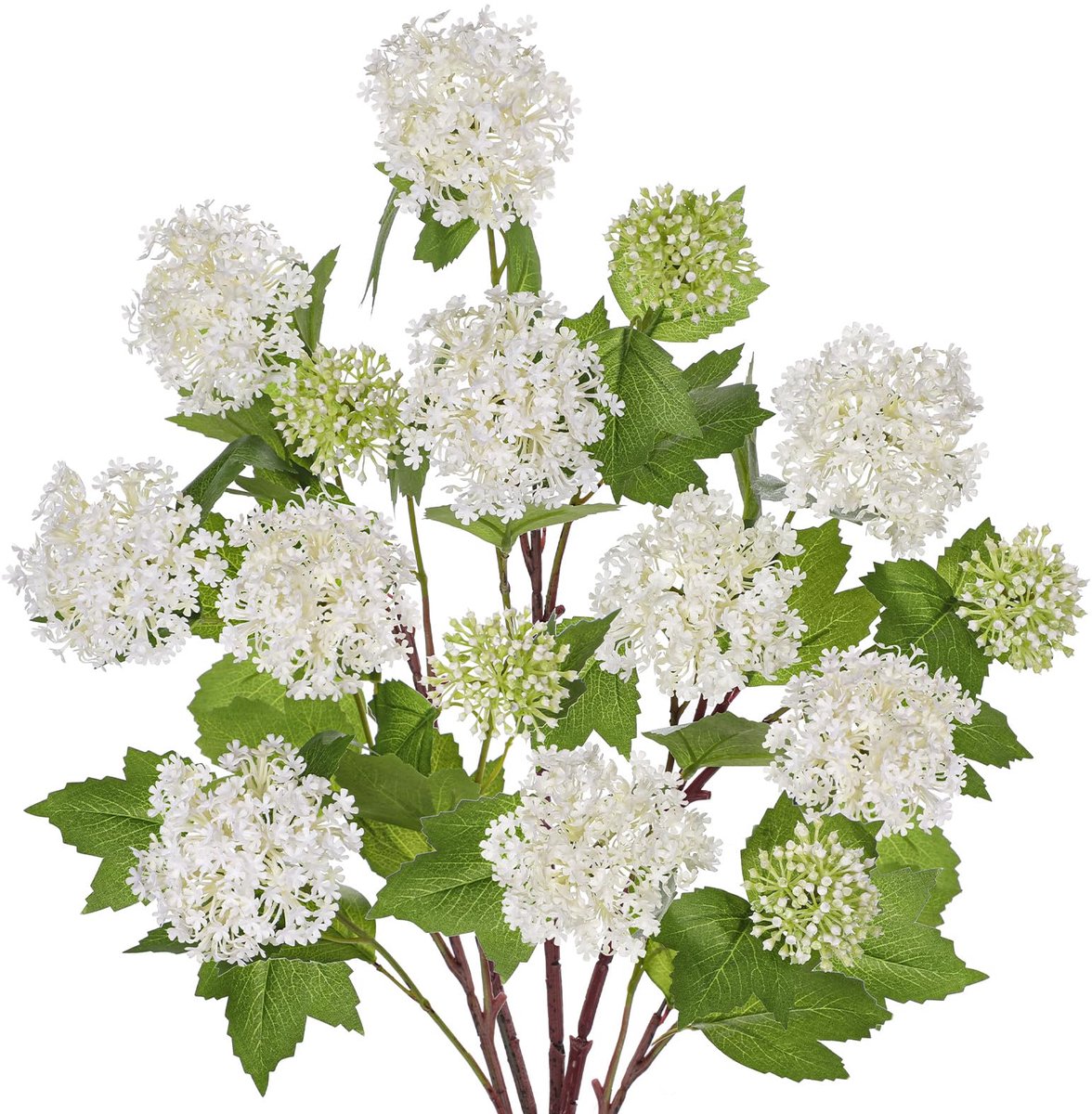Ibenzoa Set van 5 realistisch ogende kunsthortensia's van 63 cm voor decoratieve doeleinden groen