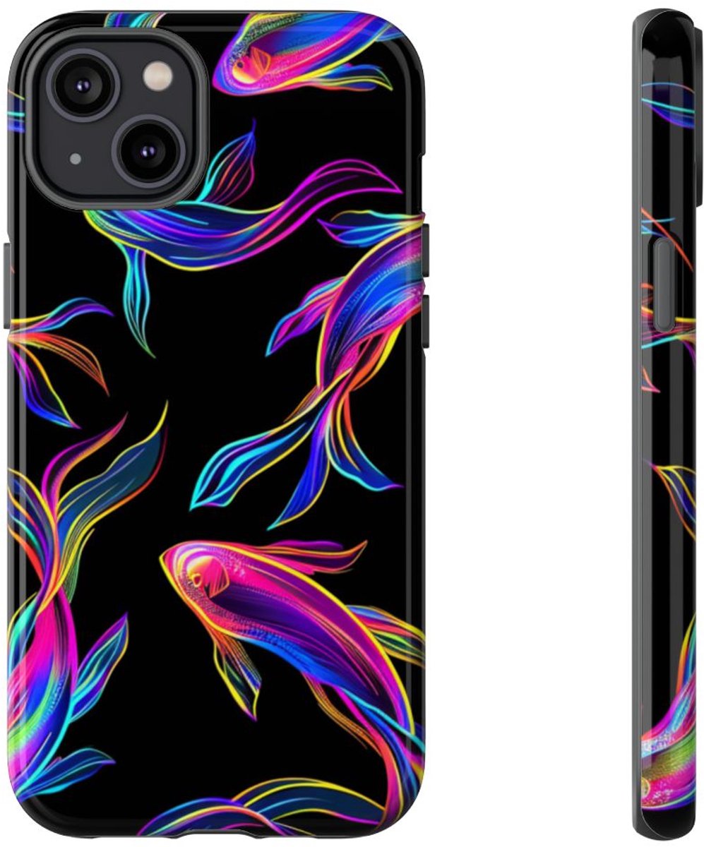 Neonkleurige Vissenpatroon – Telefoonhoesje Geschikt voor iPhone 14 Plus