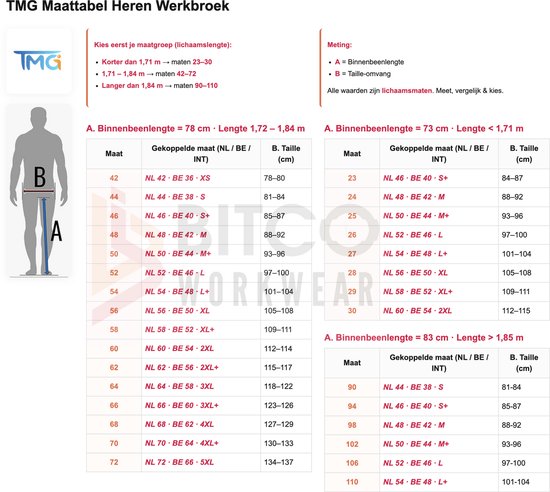 Pantalon de travail TMG KULT WORKER pour homme, bleu marine - Design ergonomique - Ceinture élastiquée - Plusieurs poches