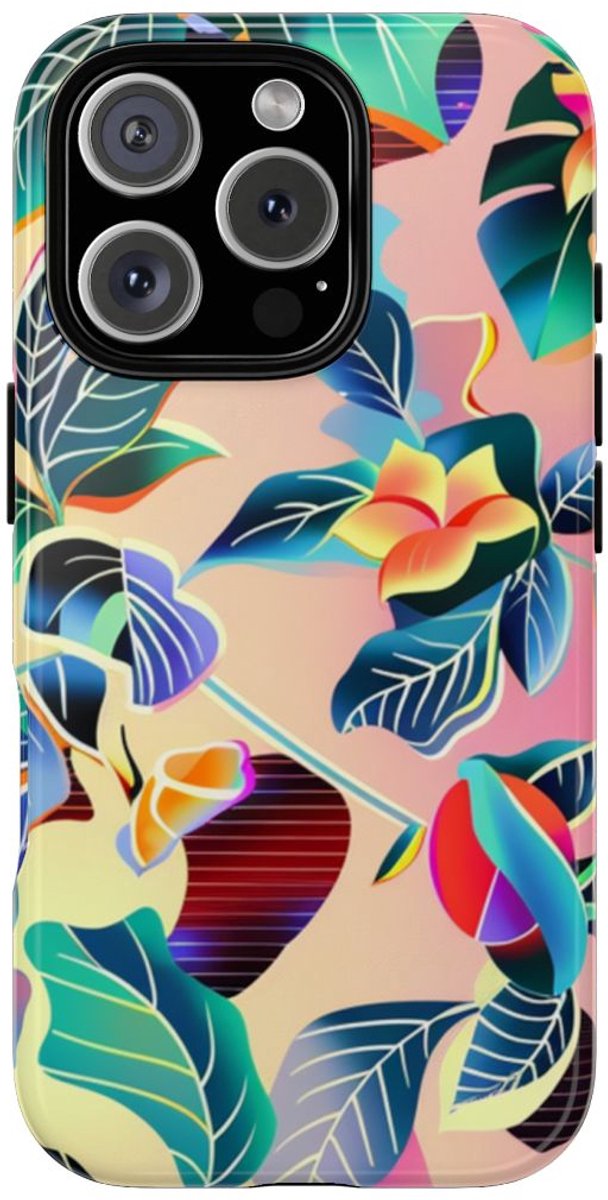 Levendig Tropisch Bloemenpatroon – Telefoonhoesje Geschikt voor iPhone 16 Pro