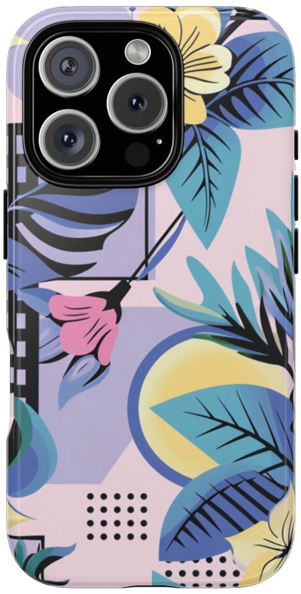 Bloemrijk Geometrisch Patroon – Telefoonhoesje Geschikt voor iPhone 16 Pro