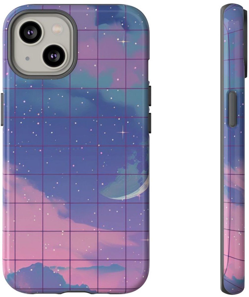 Dromerige Nachtlucht met Maan en Wolken – Telefoonhoesje Geschikt voor iPhone 14