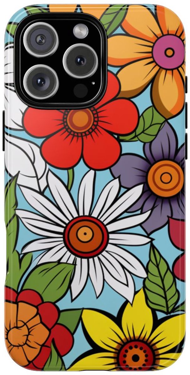 Kleurrijk Bloemenpatroon – Telefoonhoesje Geschikt voor iPhone 16 Pro Max