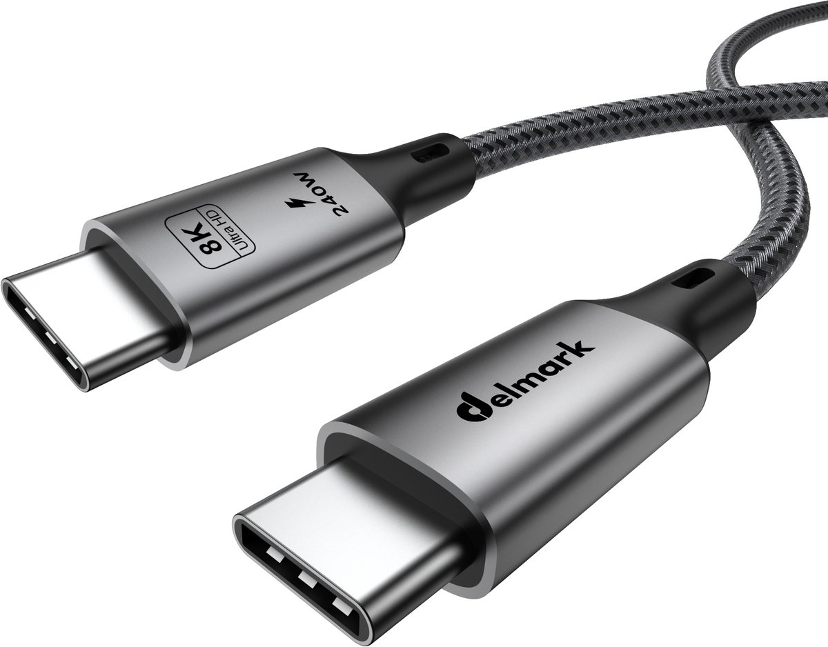 Delmark USB-C 4.0 Kabel - 1 meter - USB4 40Gbps, 8K Video, PD 240W - Fast Charging - Thunderbolt 3/4 Compatibel