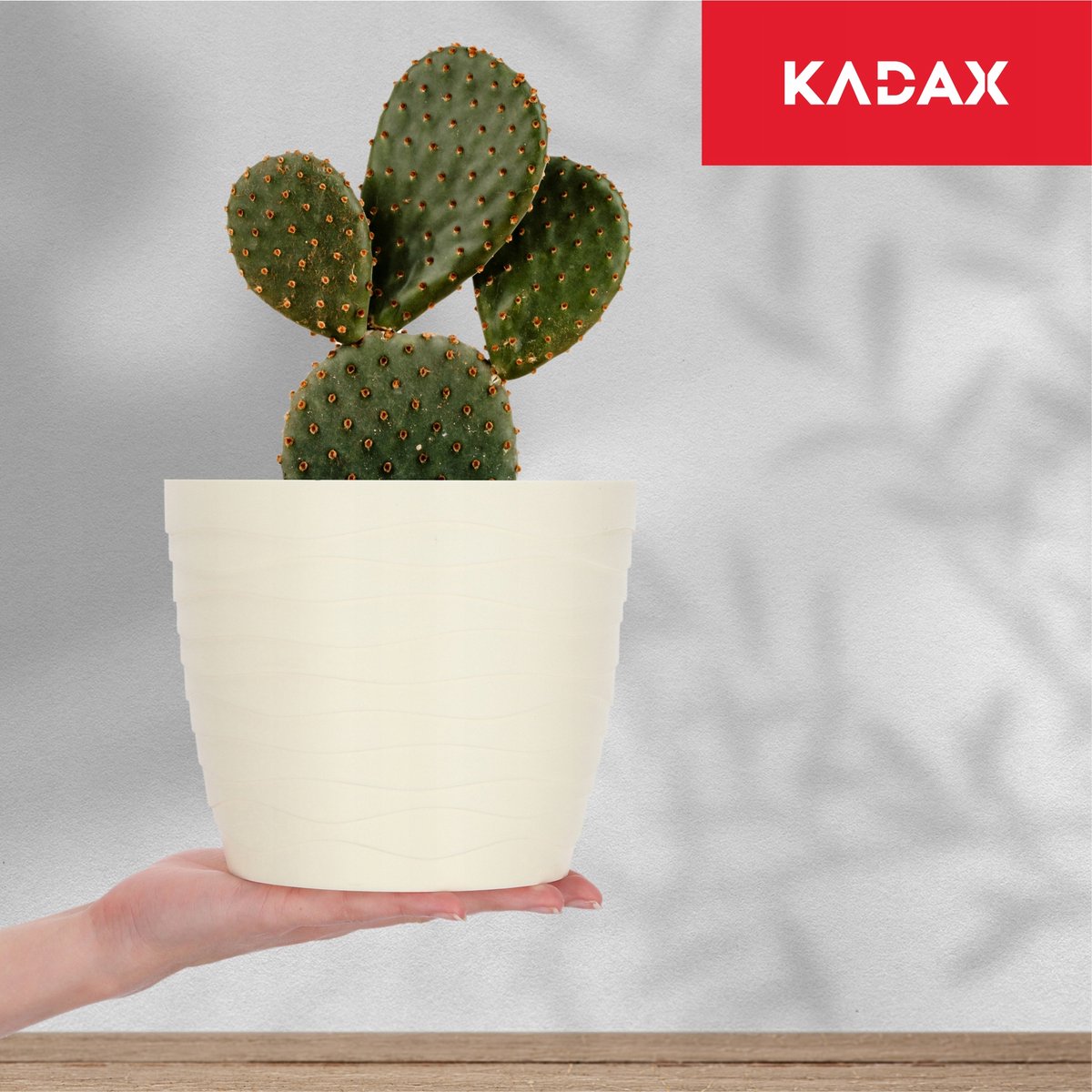 KADAX Bloempot van kunststof, diameter 11-19 cm, 7 kleuren, eenvoudige plantenpot, moderne plantenbak, robuuste bloempotbescherming, ronde pot, diameter 17 cm, ecru