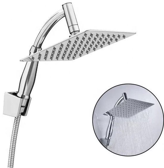 Iridescent luxe Regendouchekop XL - Ø28 cm - Douchekop - Waterbesparende Douchekop Met Slang En Houder - Regendouche - Krachtige Straal - Hoge Druk - Roestvrij Staal - Wellness - Spa
