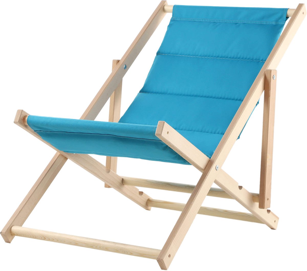 KADAX Ligstoel, strandstoel van hout, ligbed tot 120 kg, ligstoel van beukenhout, houten klapstoelen, strandstoel, klapstoel voor strand, houten ligstoel (zonder hoofdsteun, blauw)