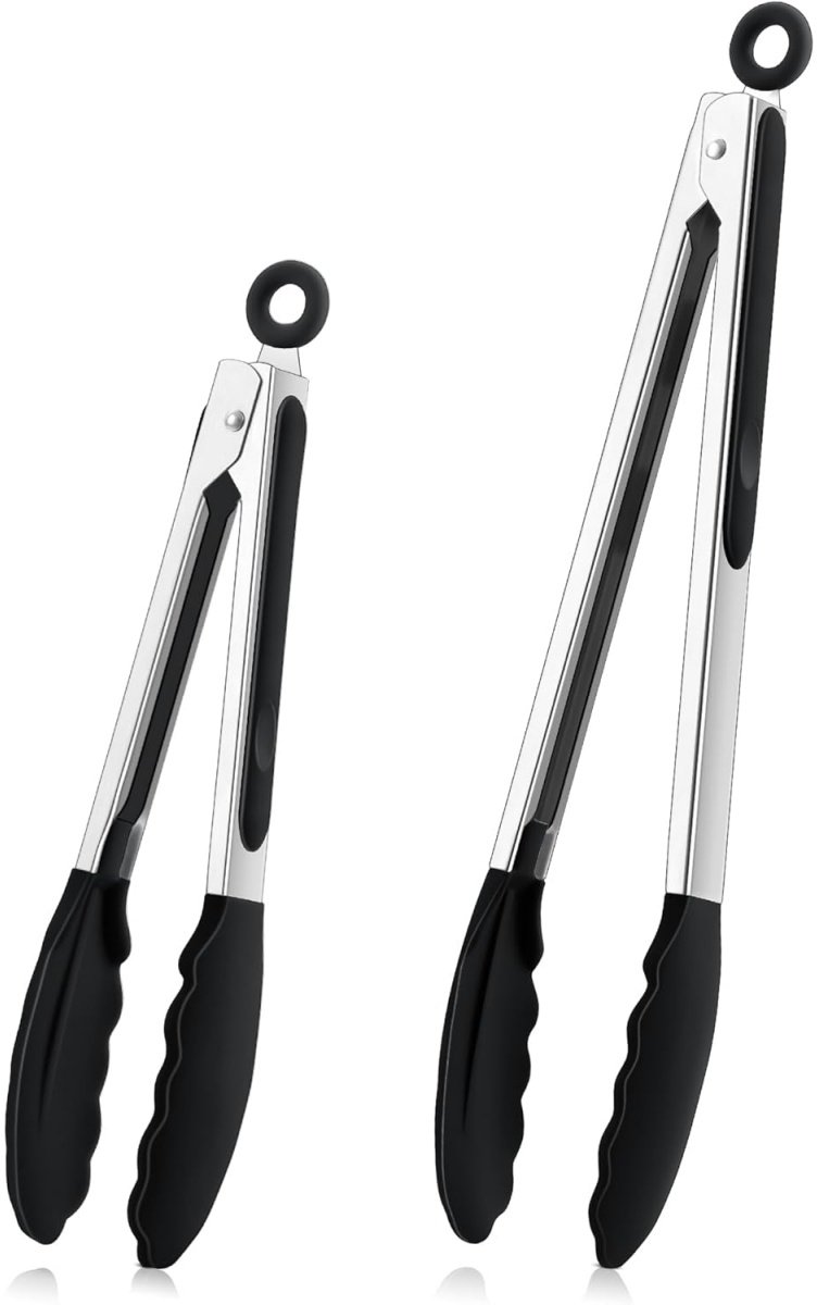 EXCITAT 2 stuks - Tangen - Keukentangen - Grilltangen - Kooktangen - Voedseltangen - Geschikt voor koken、grillen、salades - Zwart