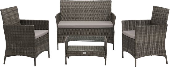 Svita Brooklyn polyrattan lounge - zitgroep tuinset grijs