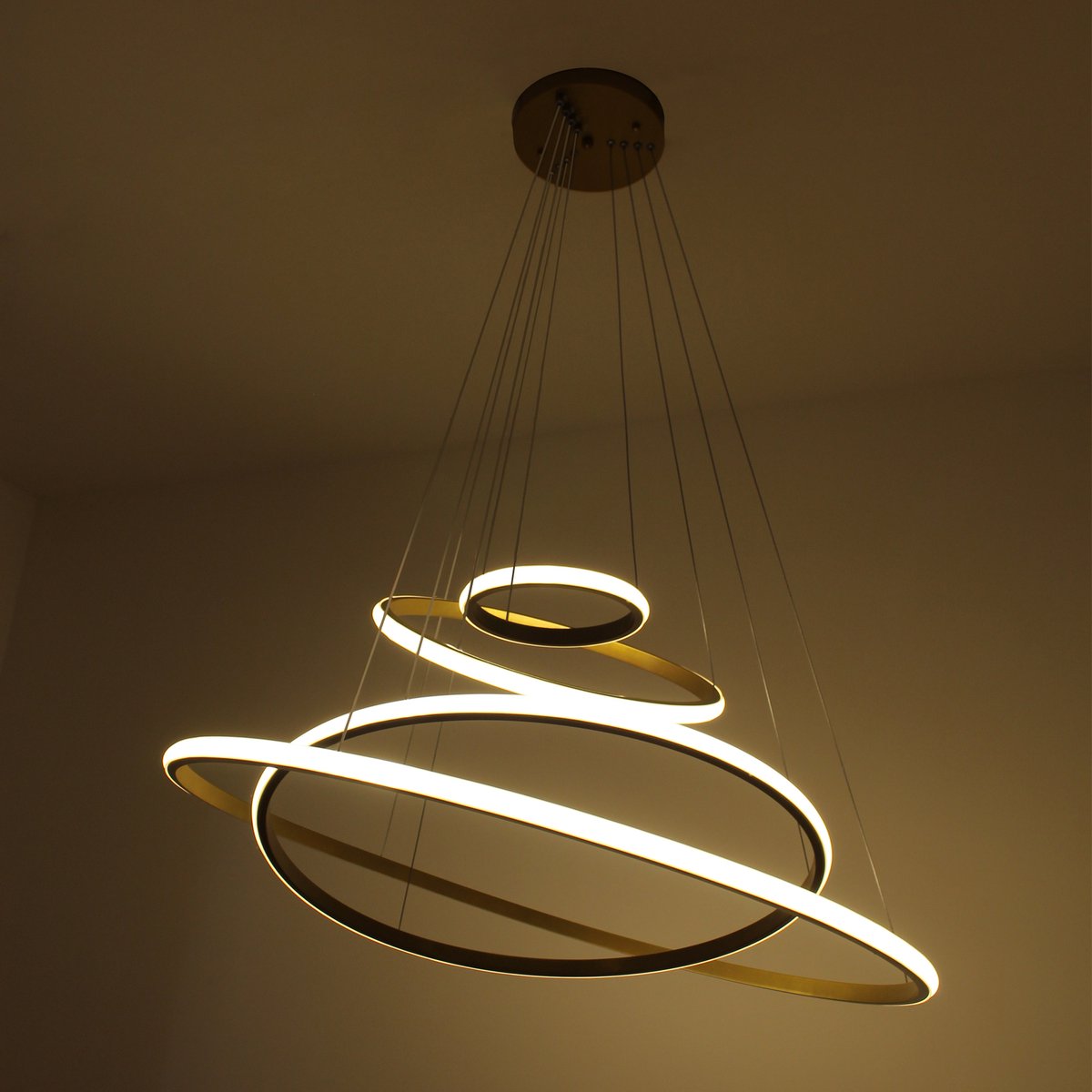 Hanglamp Industrieel Goud - Hanglampen Eetkamer Woonkamer Industrieel Alexis 4 Ringen Goud