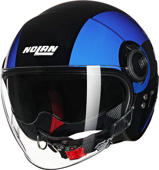 Nolan N21 Visor 06 Bicromo 351 Zwart Blauw Hemelsblauw Glossy Jethelm - Maat S - Helm