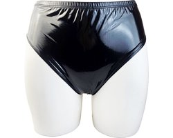 BamBella® Erotische slip- Maat L/XL - Wetlook korte broek Dames - Zwart Datex mix latex en stof ondergoed Sexy BDSM kleding