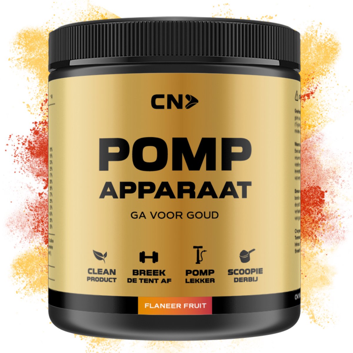 Goedkoopste CN Supplements Pomp Apparaat - Flaneer Fruit - Pre Workout - Zonder Cafeïne - Met Creatine - 300 gram - 38 doseringen