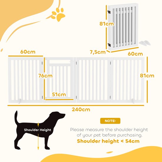 PawHut Barrière de sécurité pour chien barrière de protection à 3