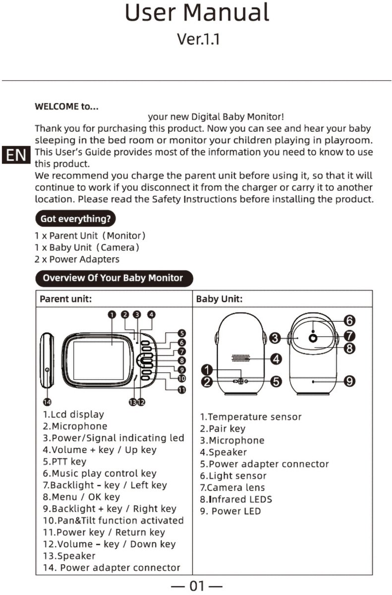 OnmiMartBabyfoon - Babyfoon met camera - Op afstand bestuurbaar - Video & Audio - Baby monitor-Premium Baby Monitor-3.2 Inch LCD Baby Monitor--Tweerichtings-intercom - Bevat 8 slaapliedje – foto 5