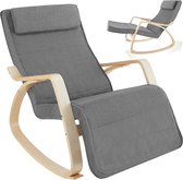tectake® Schommelstoel met kussen – Relaxstoel, loungestoel & fauteuil voor de woonkamer - Schommelstoel, voedingsstoel voor de babykamer – Comfortabele TV-stoel met voetensteun – Grijs