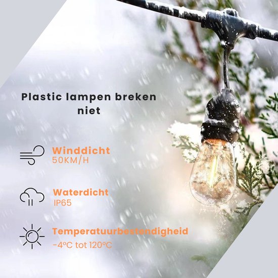 Kaëru® Buiten Sfeerverlichting – LED waterdicht lichtslinger – 20 meter – 50 warmwitte