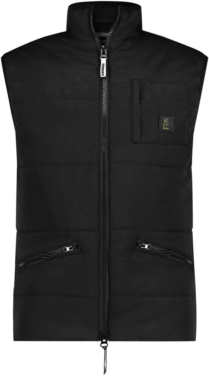 SuperRebel ANTHONY_ – Bodywarmer heren – Zwart – Winddicht en lichtgewicht – Met ritszakken – Outdoor casual