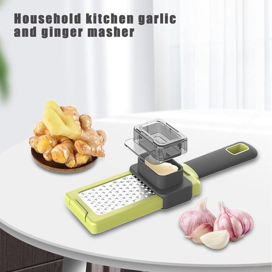 Knoflookpers, roestvrij staal, keukenhulp, gemberpers, knoflookhakmolen met dunschiller en reinigingsborstel, knoflookhakmolen met comfortabele handgreep voor het fijnmaken van knoflook